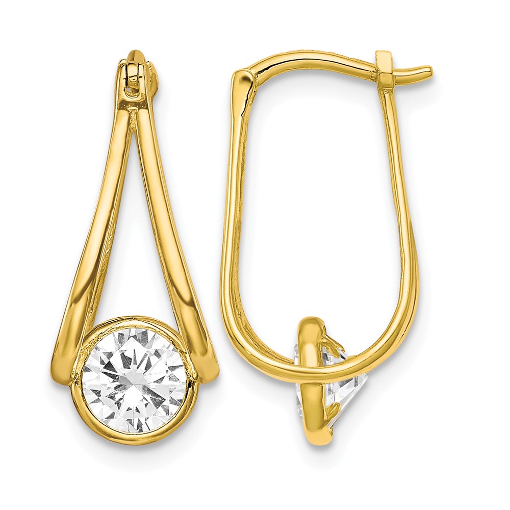 10K Polished CZ Hoop Earrings (10ER319)