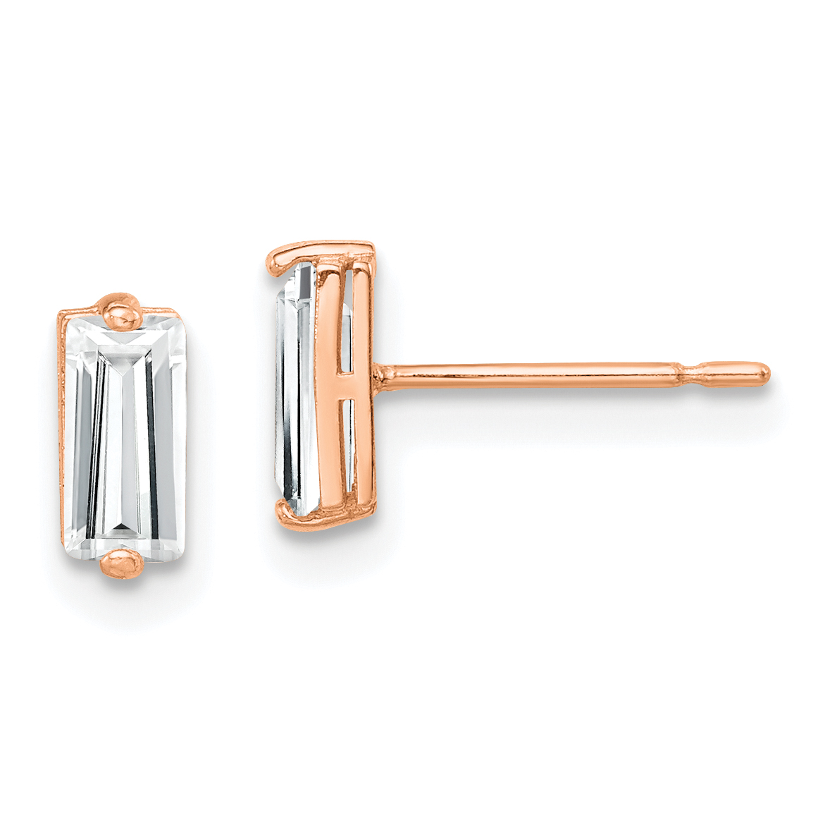 10K Rose Gold Polished CZ Stud Earrings (10ER326)