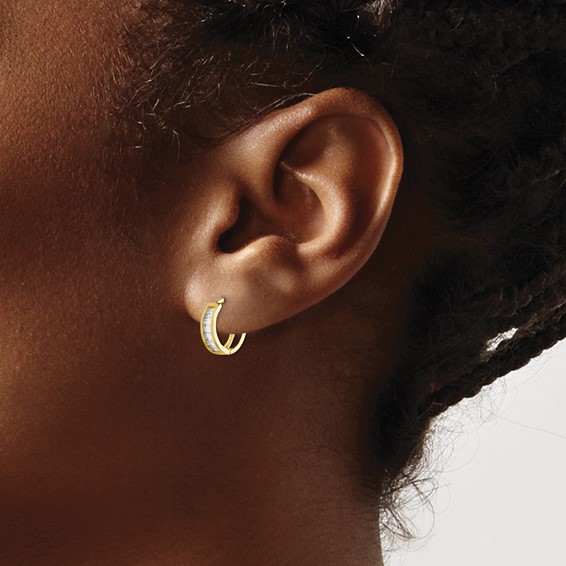 Gold CZ Hoop Earrings