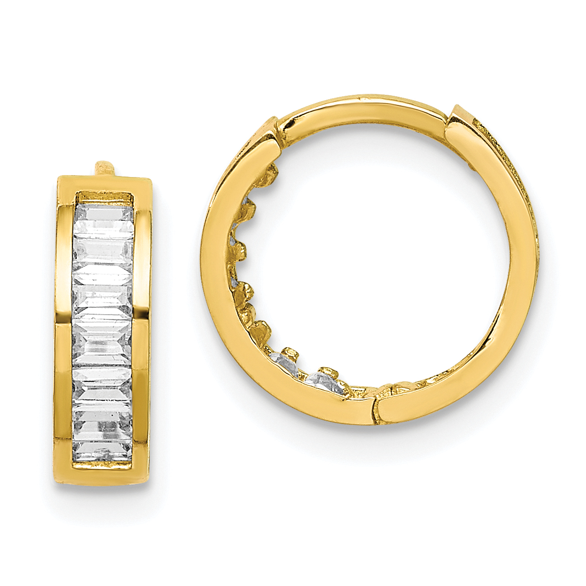 10K CZ Hinged Hoop Earrings (10ER330)