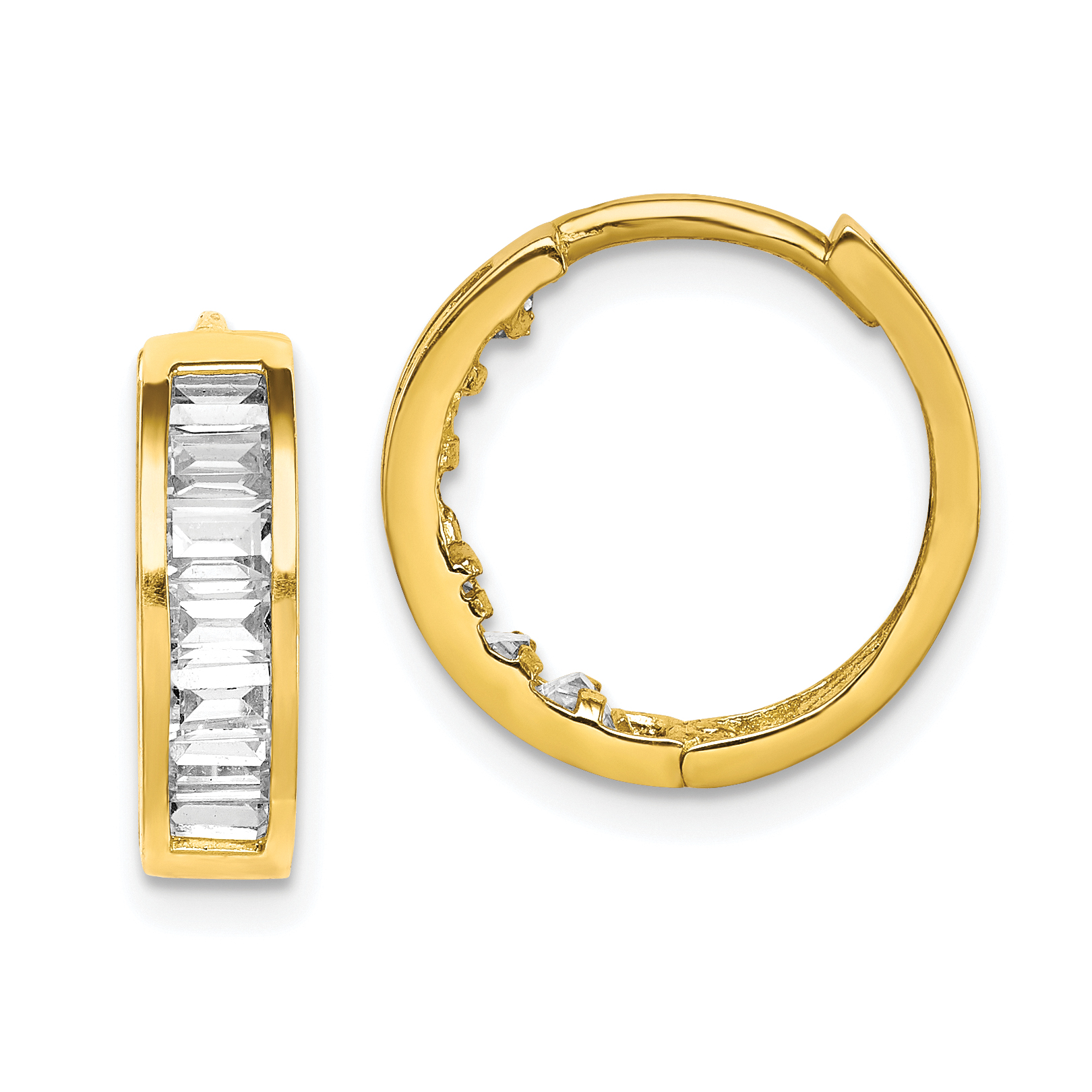 10K CZ Hinged Hoop Earrings (10ER331)