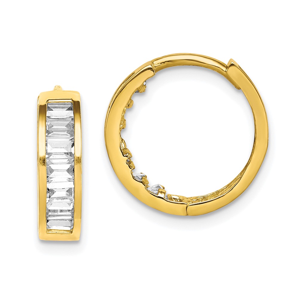 10K CZ Hinged Hoop Earrings (10ER331)