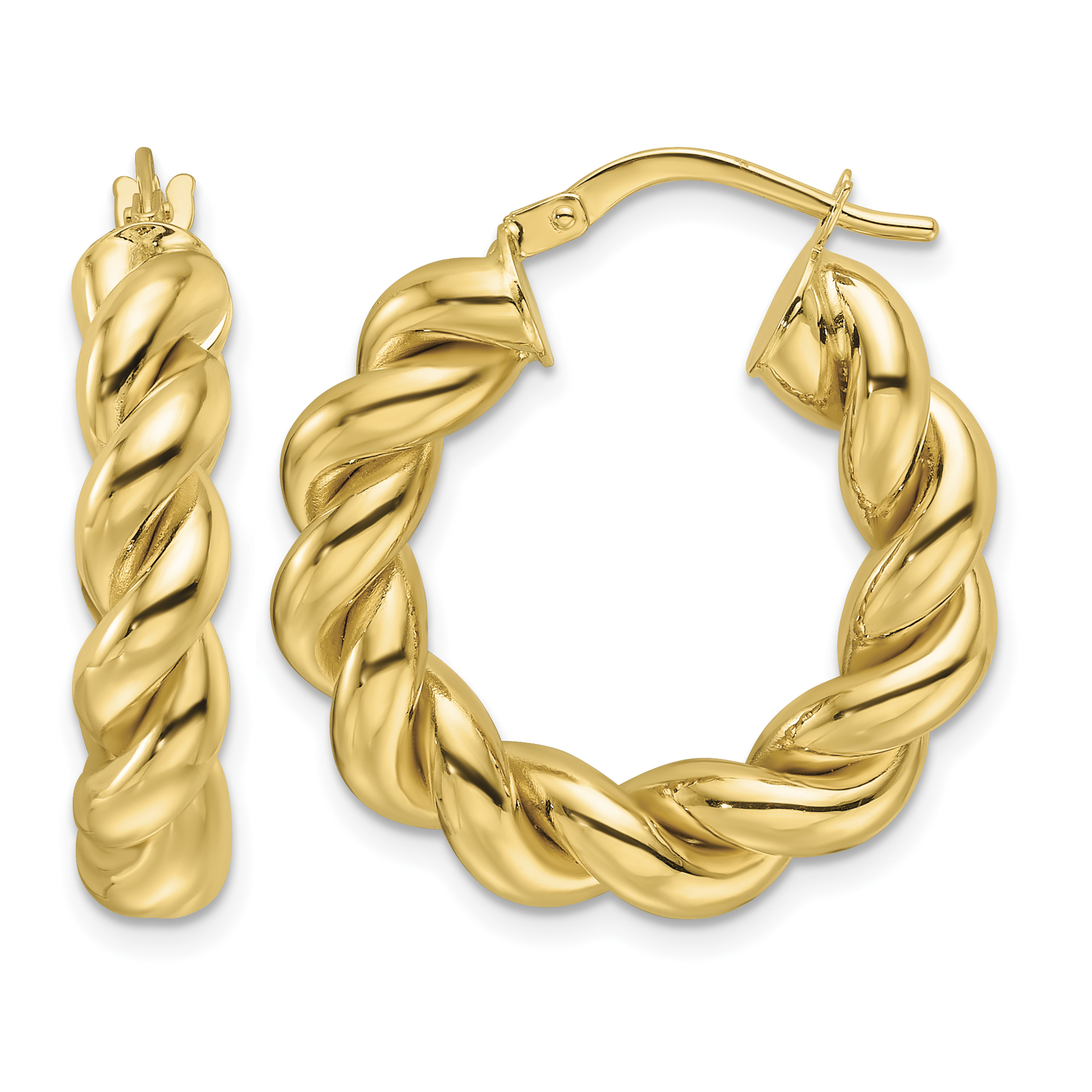 10ky Polished 5.3mm Hollow Twisted Round Hoop Earrings (10ER333)