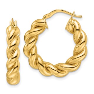5.3mm Gold Twisted Tube Hoop Earrings