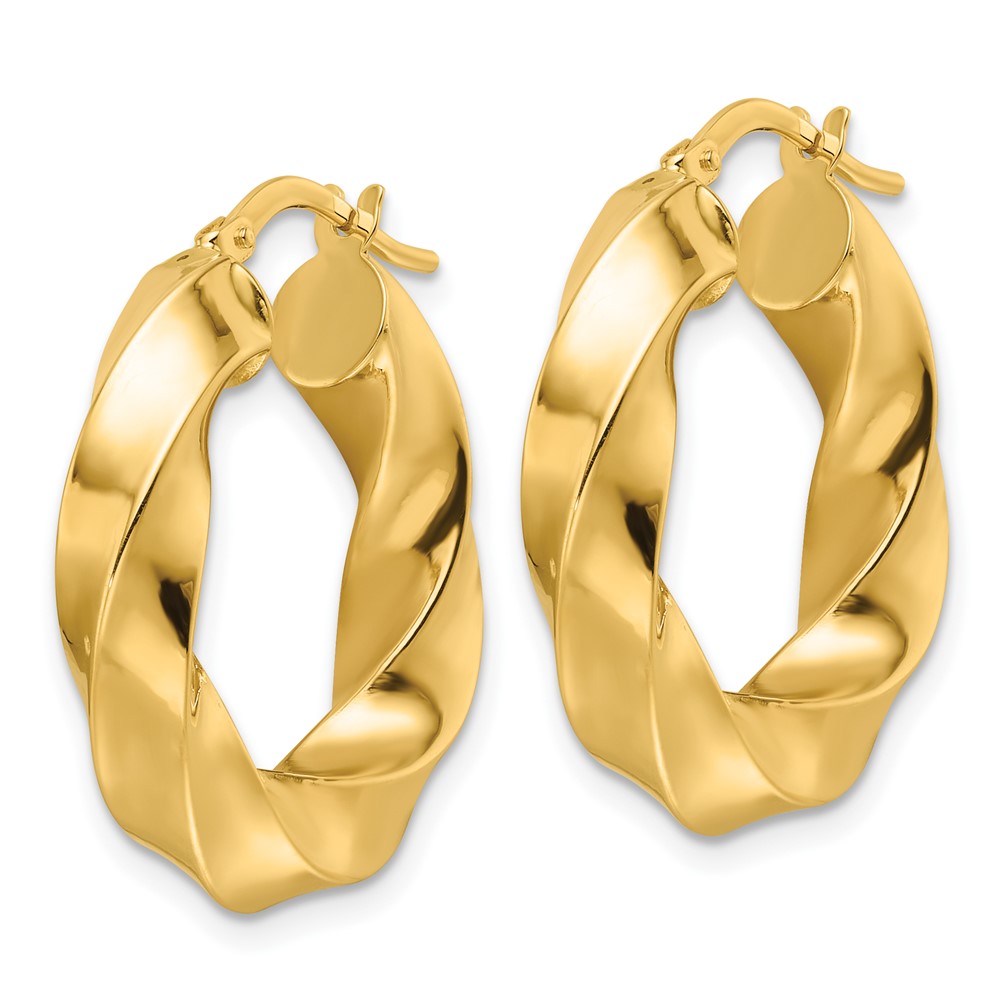 10ky Polished 5.25mm Hollow Twisted Round Hoop Earrings (10ER339)