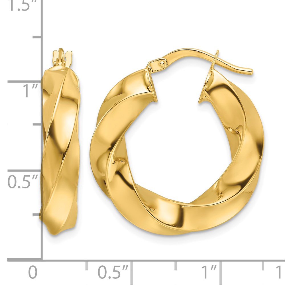 10ky Polished 5.25mm Hollow Twisted Round Hoop Earrings (10ER339)