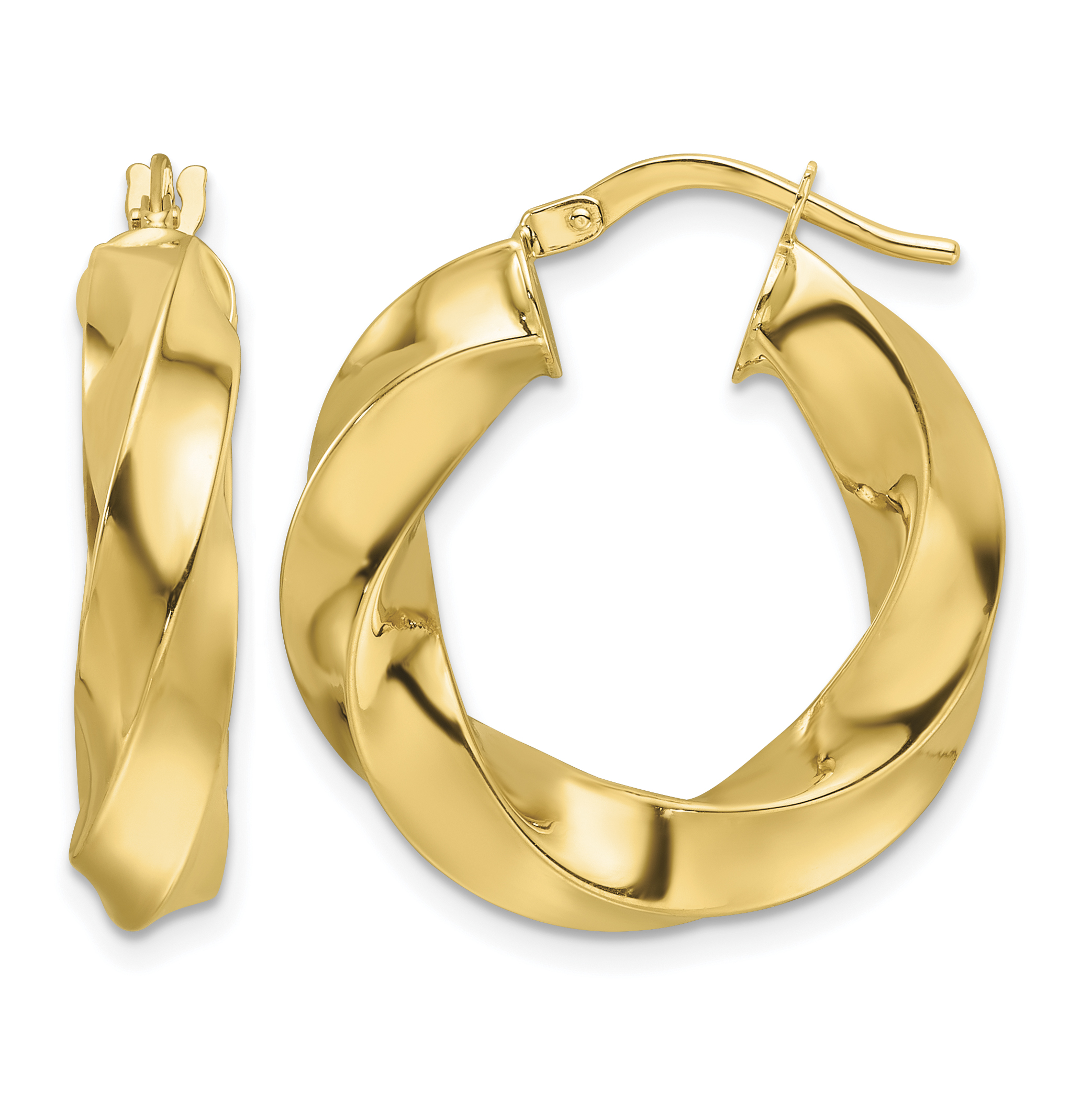 10ky Polished 5.25mm Hollow Twisted Round Hoop Earrings (10ER339)