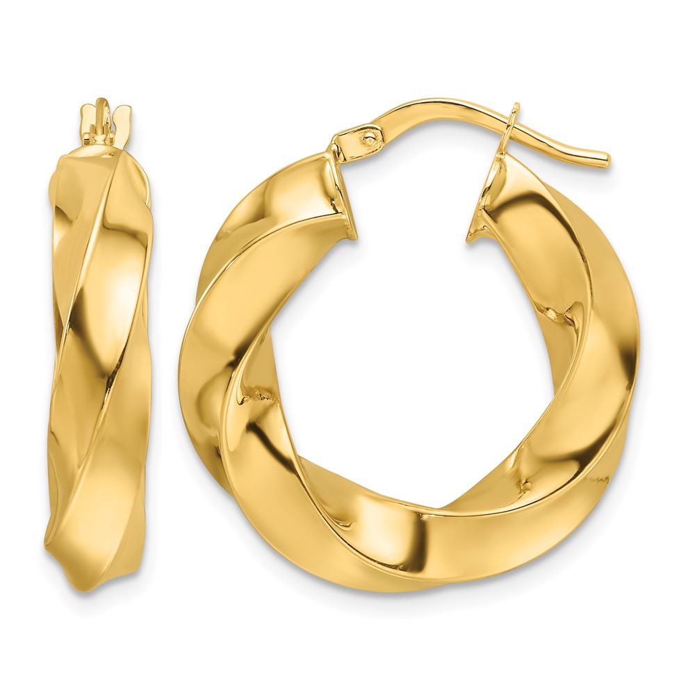 10ky Polished 5.25mm Hollow Twisted Round Hoop Earrings (10ER339)