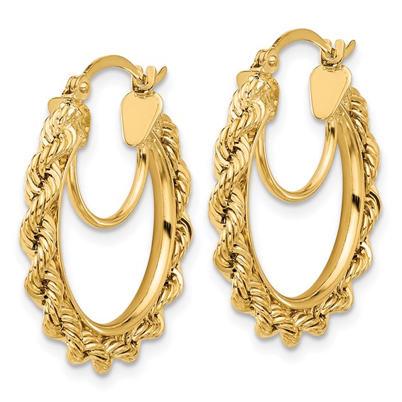 2.95mm Gold Diamond-Cut Rope Hoop Earrings