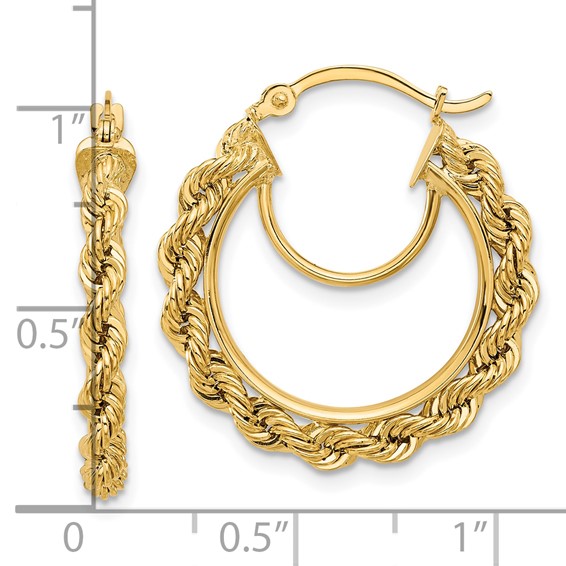 2.95mm Gold Diamond-Cut Rope Hoop Earrings