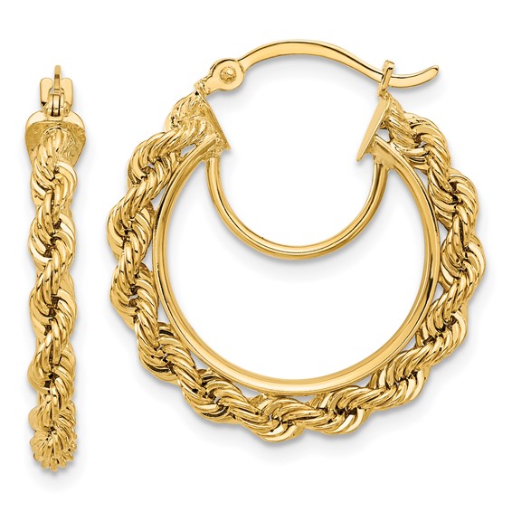 2.95mm Gold Diamond-Cut Rope Hoop Earrings
