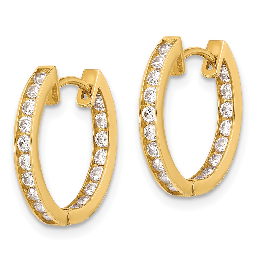 10K Polished 2.2mm CZ Hinged In/Out Hoop Earrings (10ER349)
