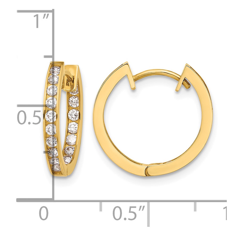 10K Polished 2.2mm CZ Hinged In/Out Hoop Earrings (10ER349)