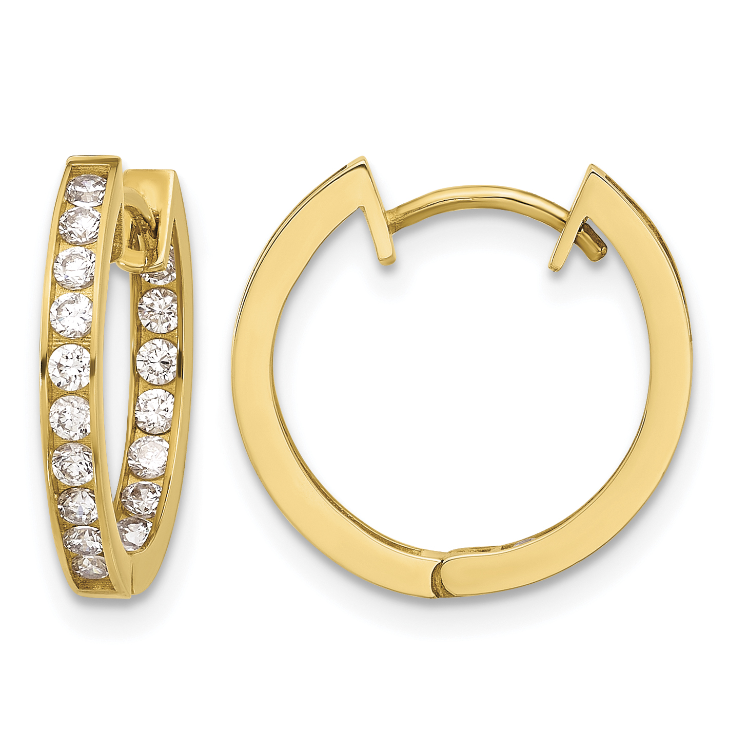 10K Polished 2.2mm CZ Hinged In/Out Hoop Earrings (10ER349)