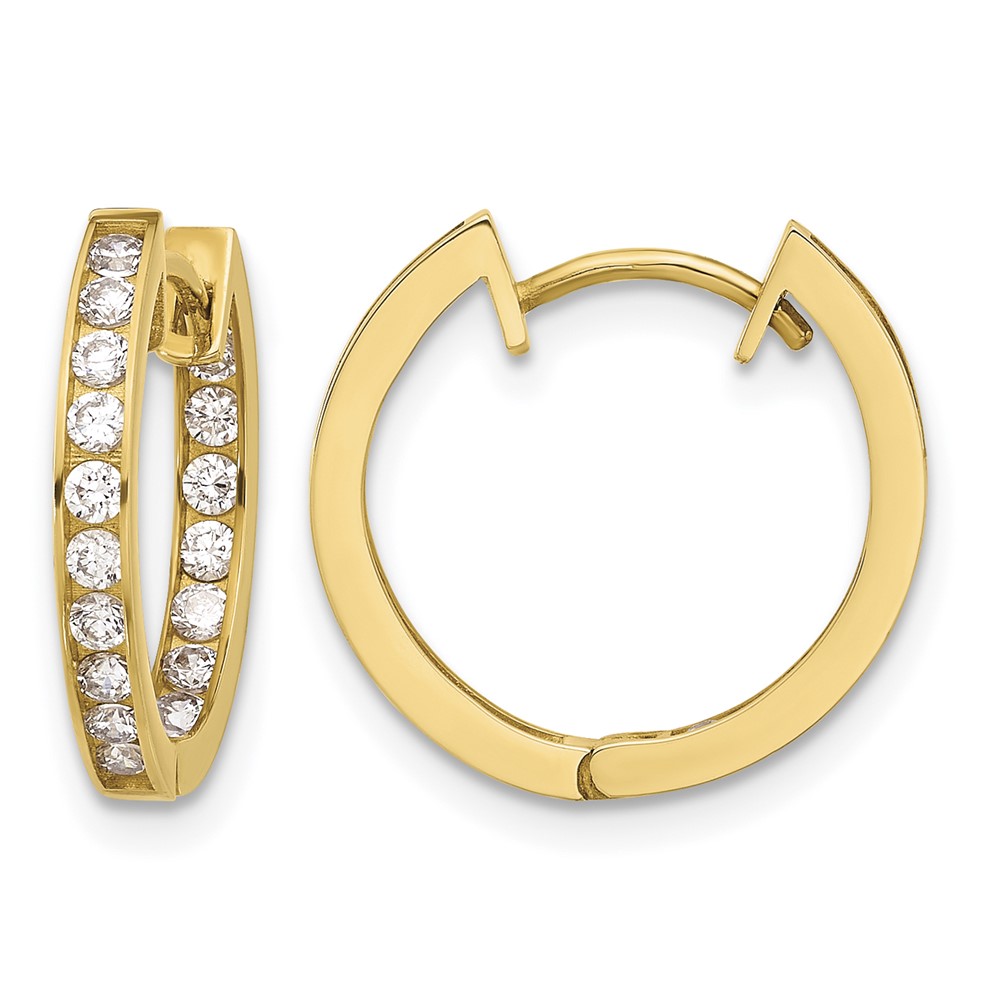 10K Polished 2.2mm CZ Hinged In/Out Hoop Earrings (10ER349)