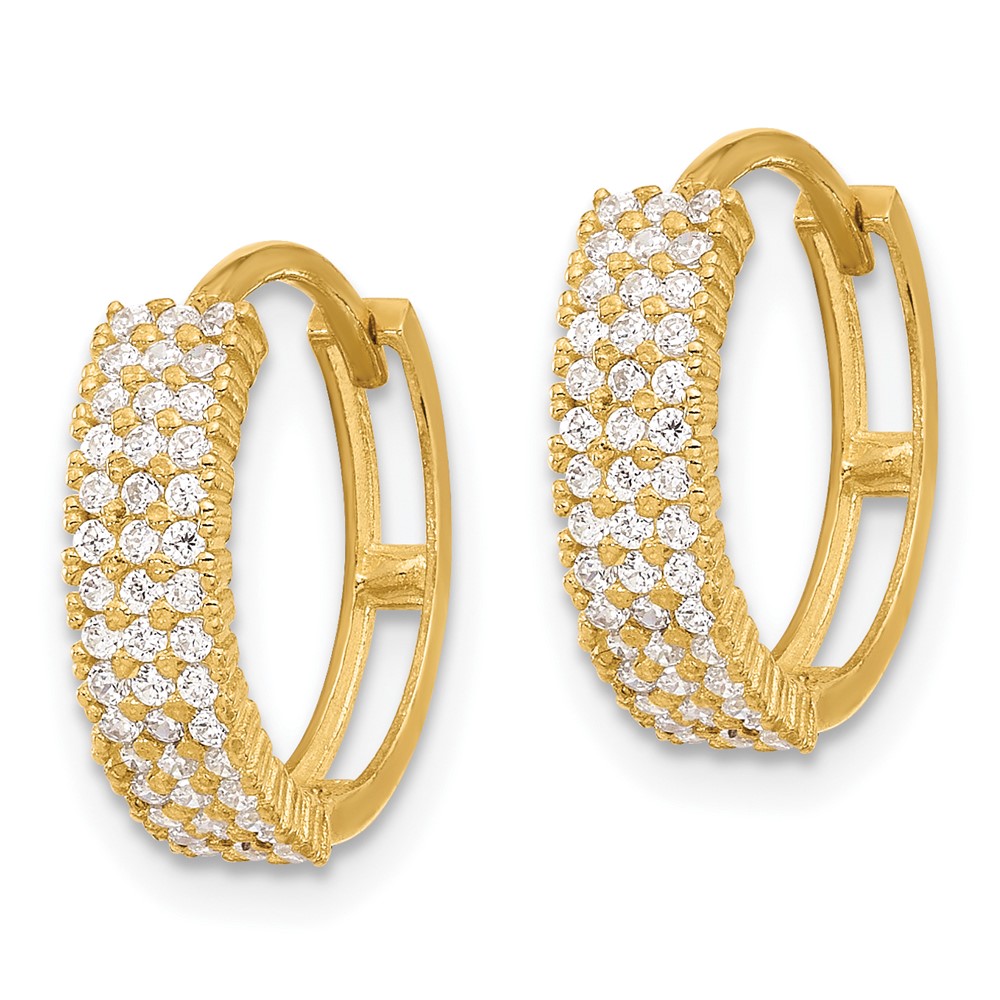 10K Polished 4mm CZ Hinged Hoop Earrings (10ER350)