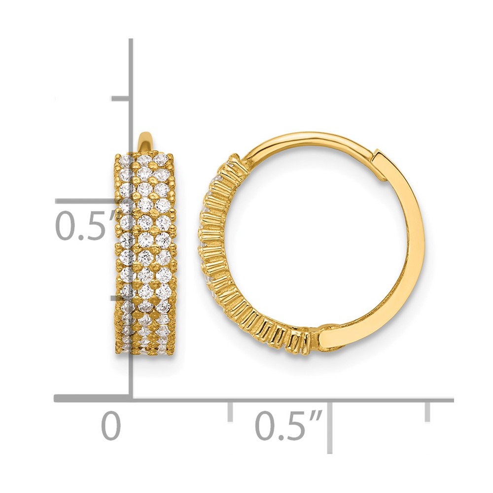 10K Polished 4mm CZ Hinged Hoop Earrings (10ER350)
