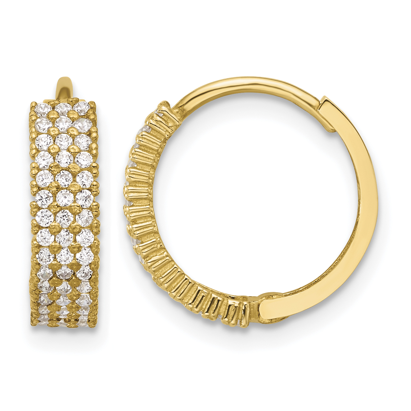 10K Polished 4mm CZ Hinged Hoop Earrings (10ER350)