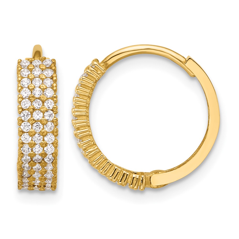 10K Polished 4mm CZ Hinged Hoop Earrings (10ER350)