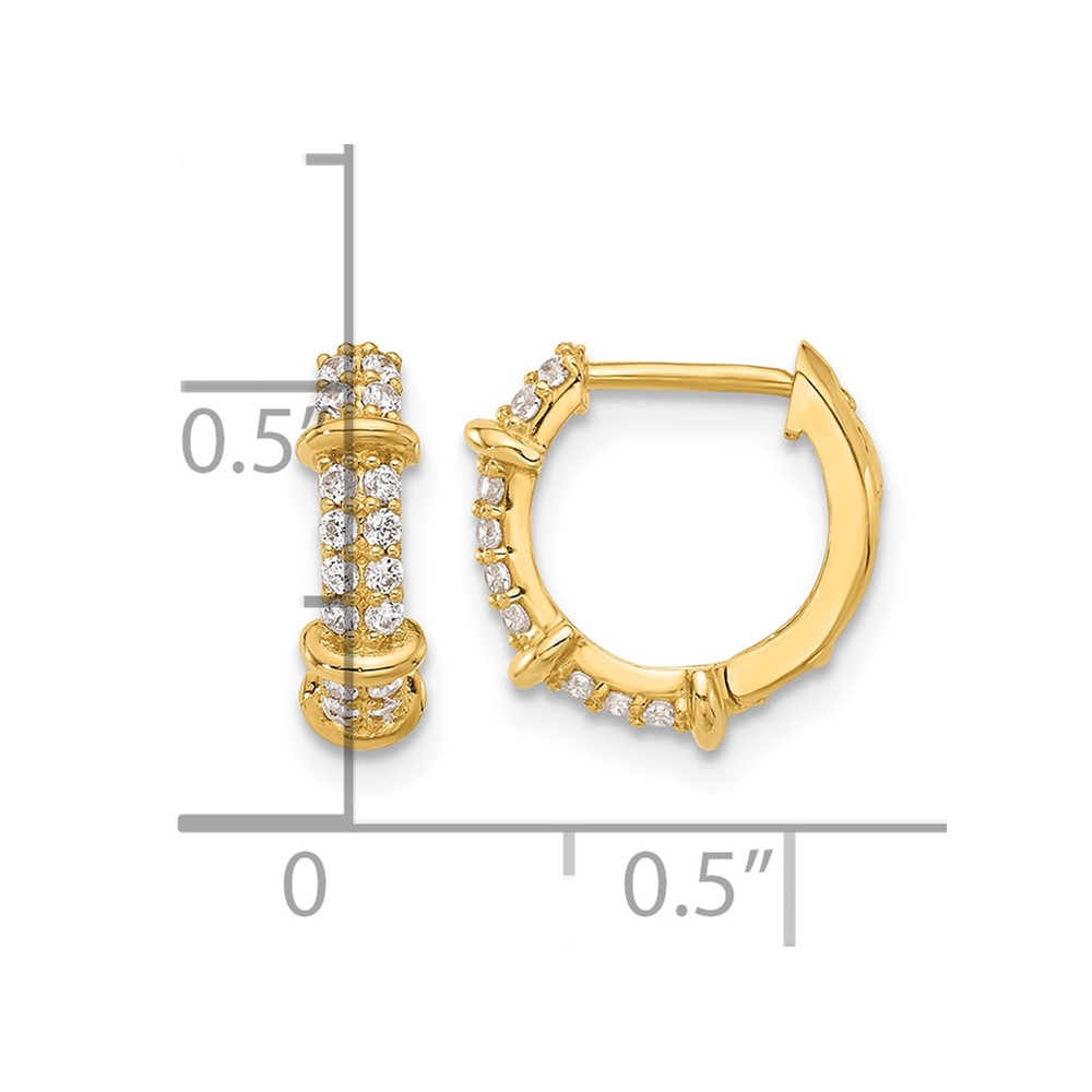 10K Polished CZ Hinged Hoop Earrings (10ER353)