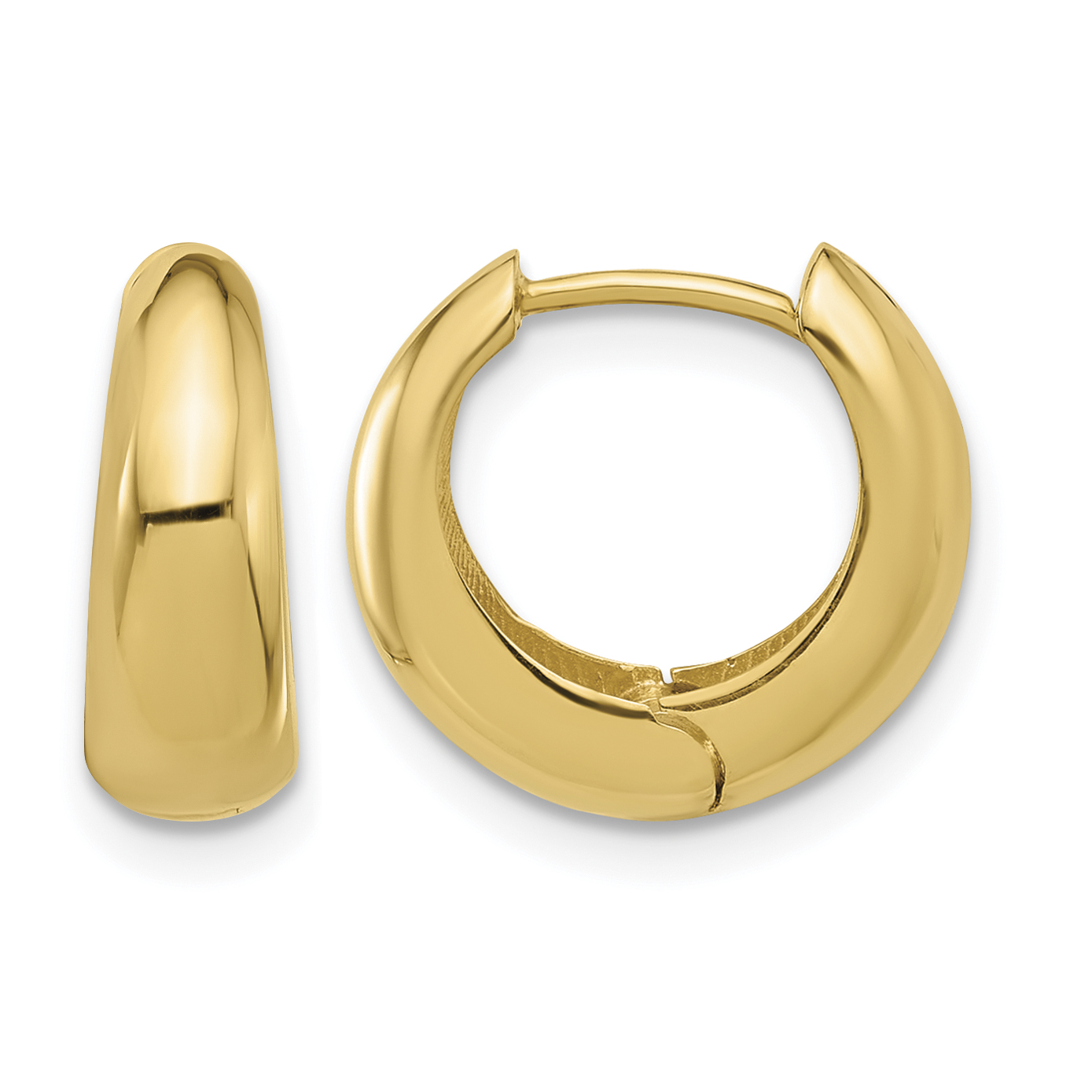 10K Polished Hinged Huggie Hoop Earrings (10ER354)