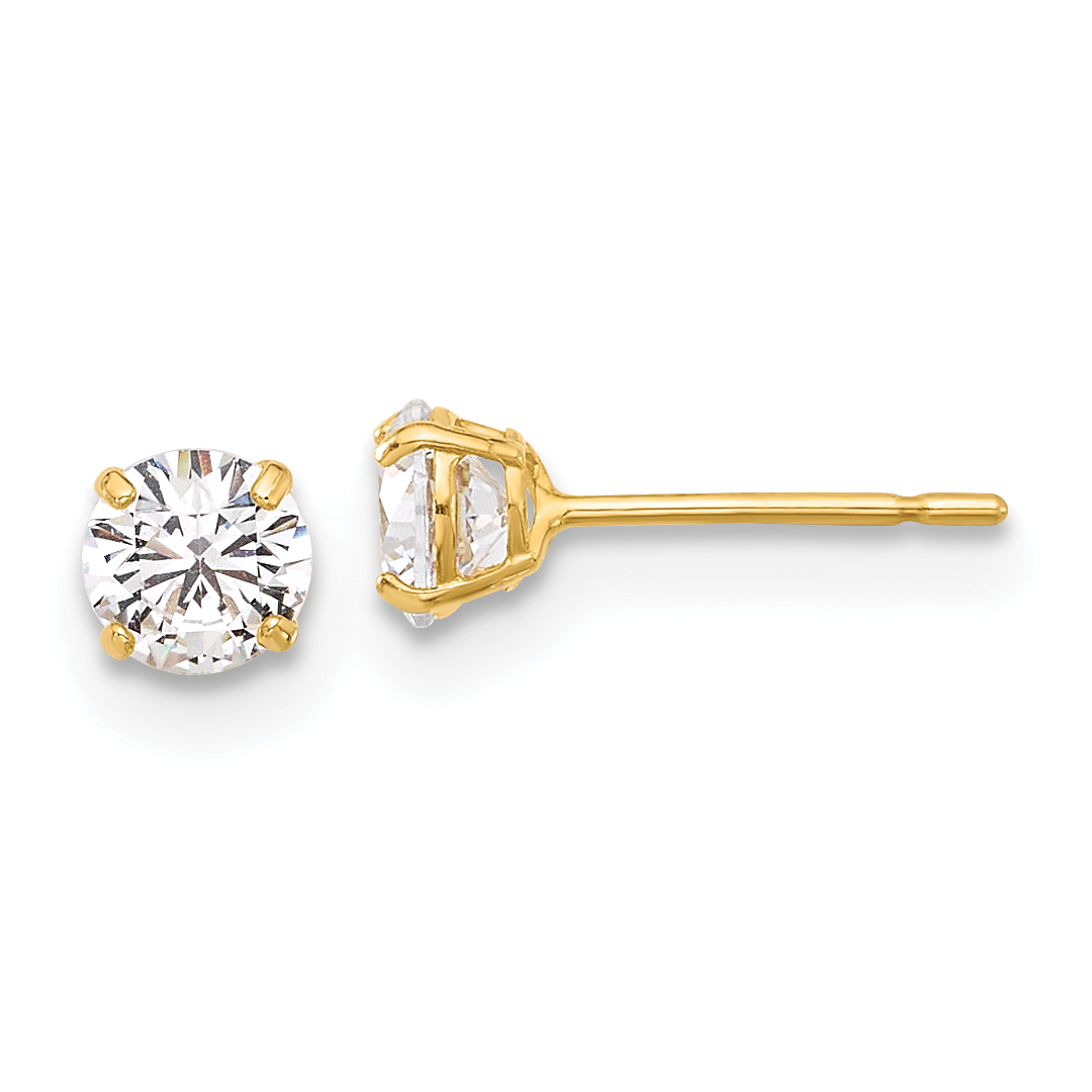 10K Polished 4mm CZ Stud Post Earrings (10ER356)