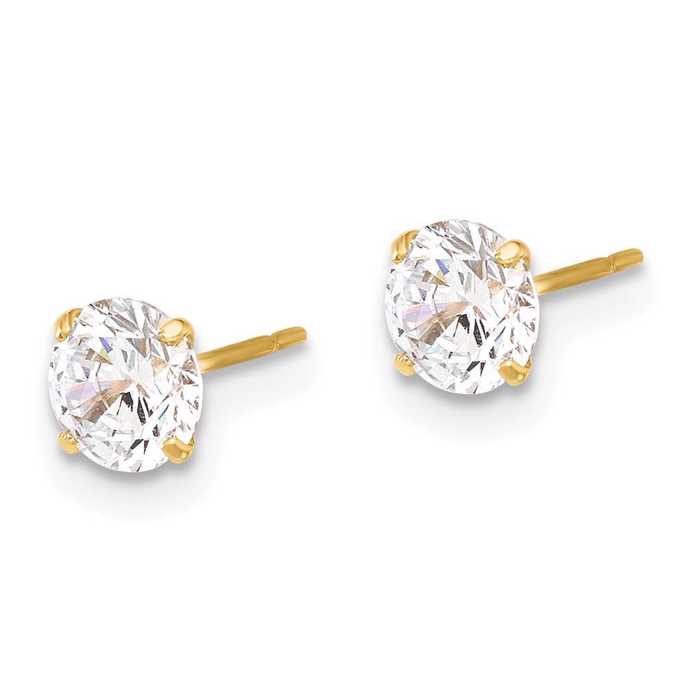 10K Polished 5mm CZ Stud Post Earrings (10ER357)