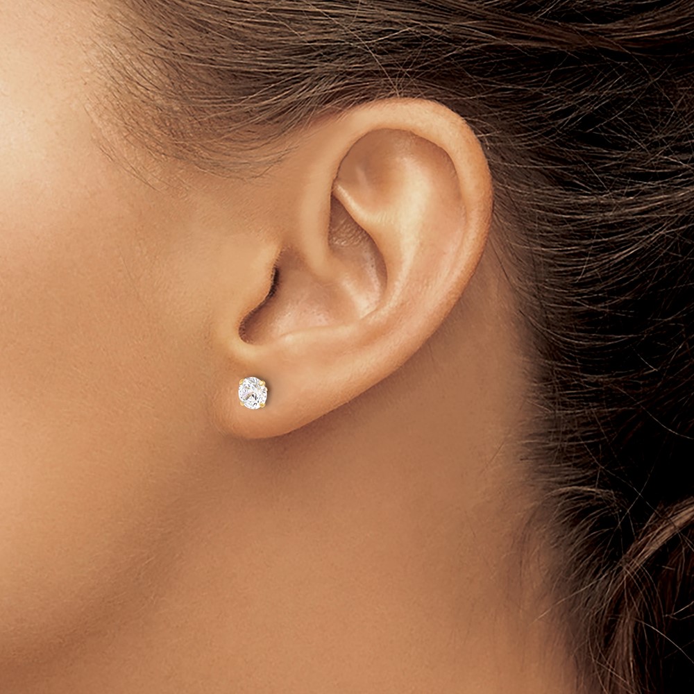 10K Polished 5mm CZ Stud Post Earrings (10ER357)