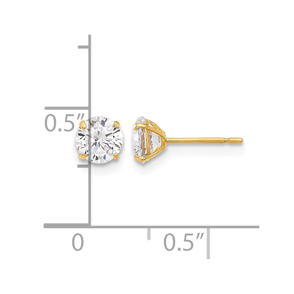 10K Polished 5mm CZ Stud Post Earrings (10ER357)