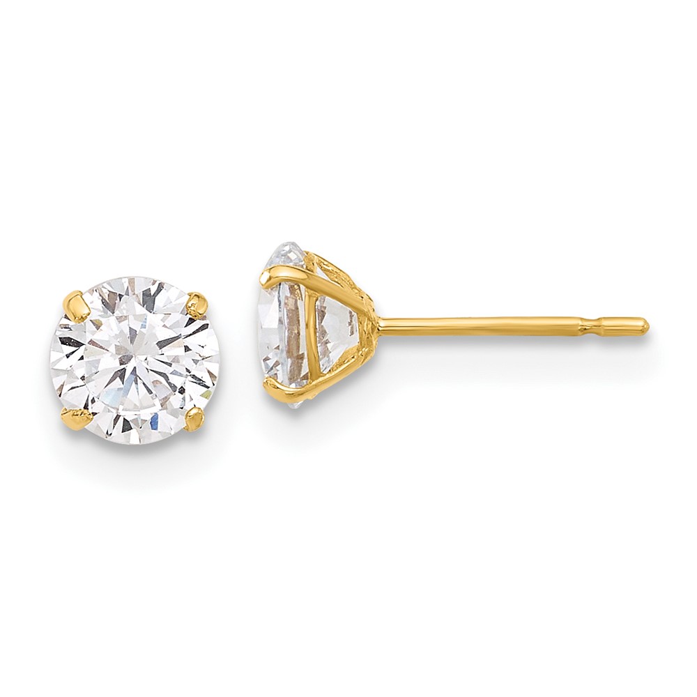 10K Polished 5mm CZ Stud Post Earrings (10ER357)