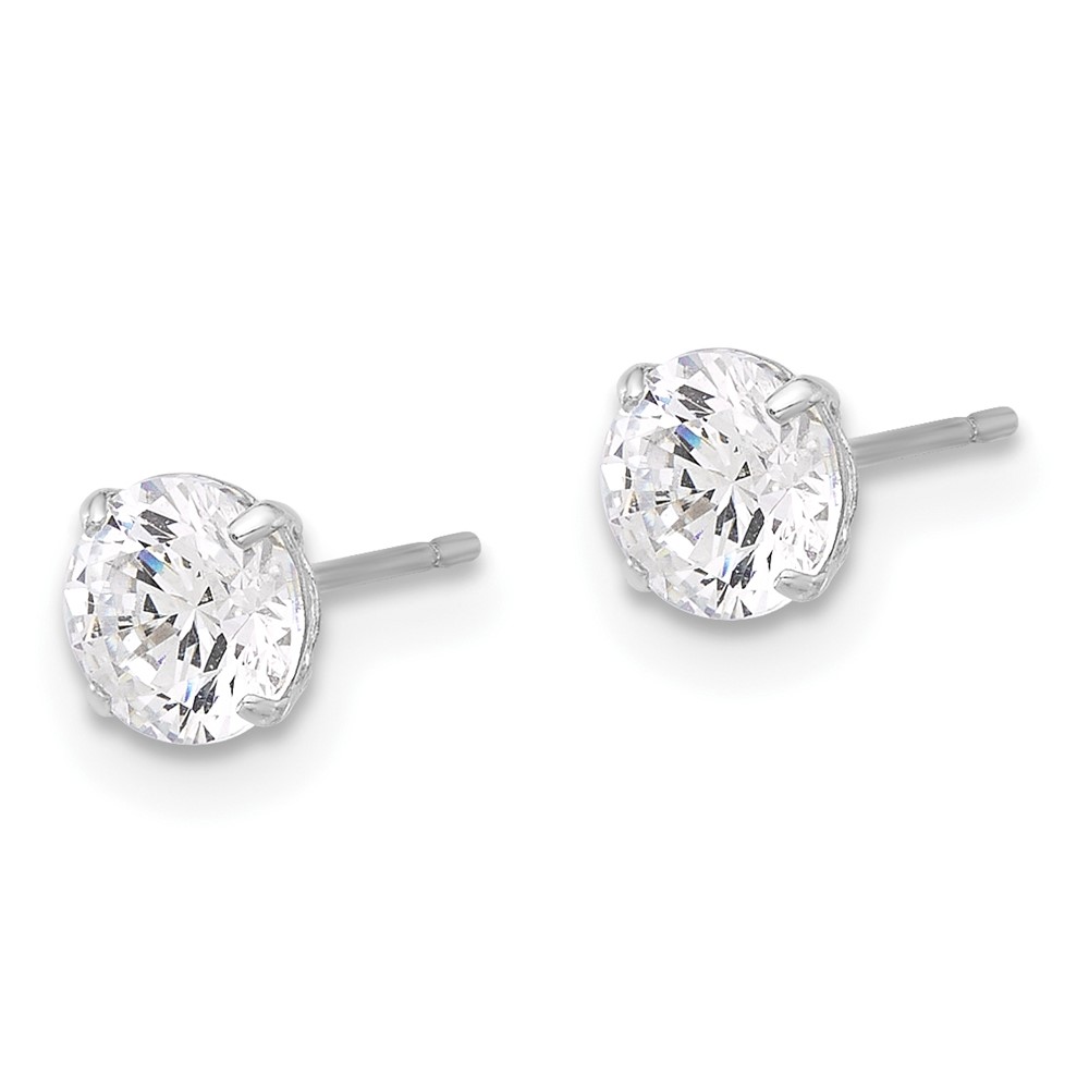 10K White Polished 5mm CZ Stud Post Earrings (10ER357W)