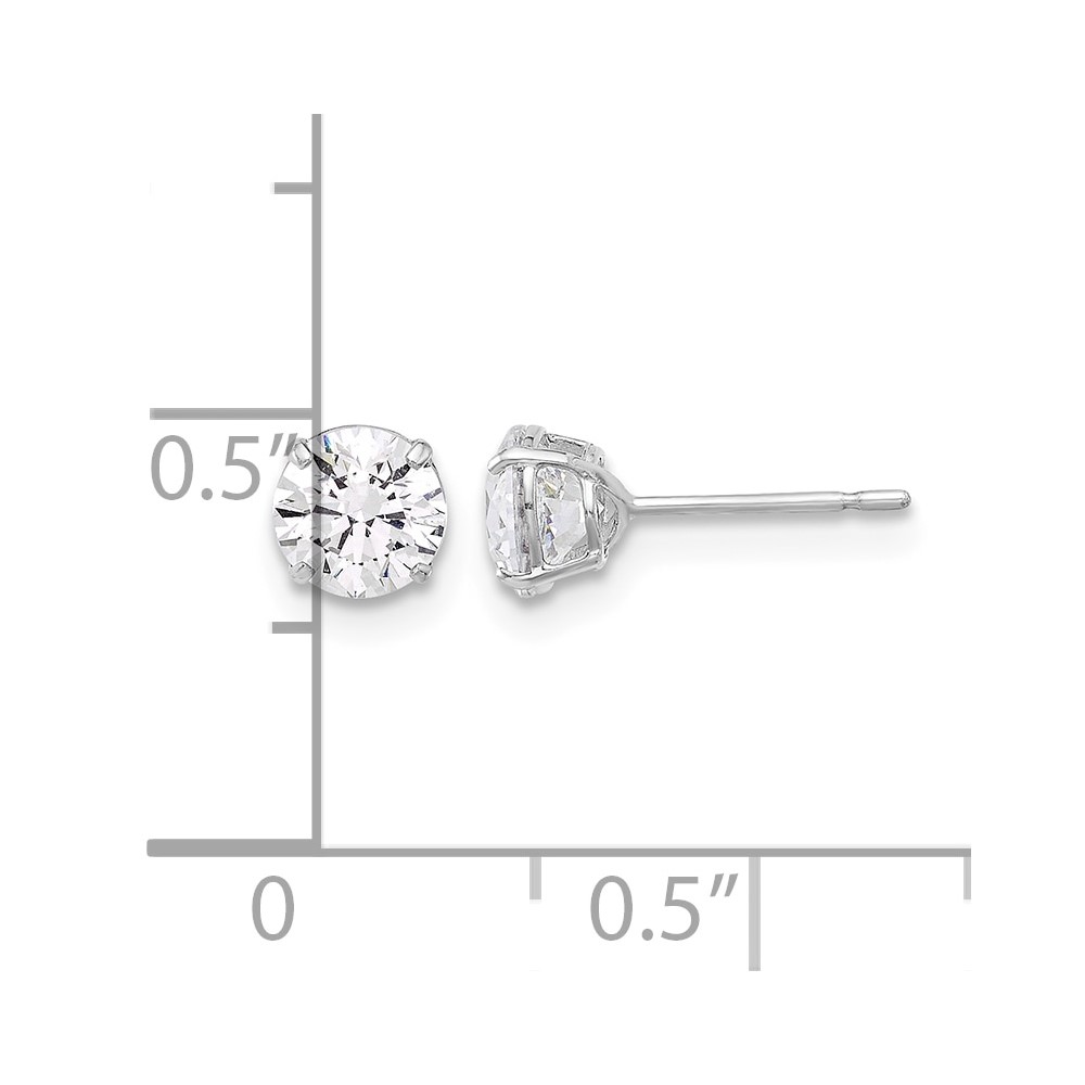 10K White Polished 5mm CZ Stud Post Earrings (10ER357W)