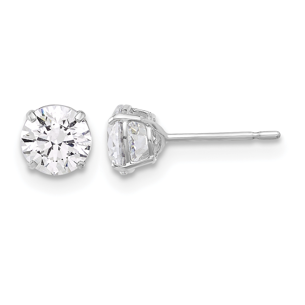 10K White Polished 5mm CZ Stud Post Earrings (10ER357W)