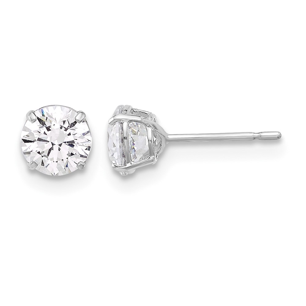 10K White Polished 5mm CZ Stud Post Earrings (10ER357W)