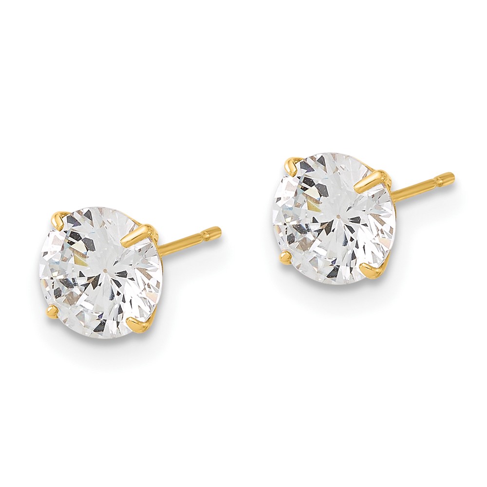 10K Polished 6mm CZ Stud Post Earrings (10ER358)