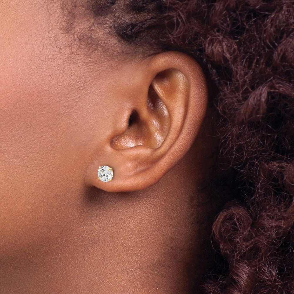 10K Polished 6mm CZ Stud Post Earrings (10ER358)
