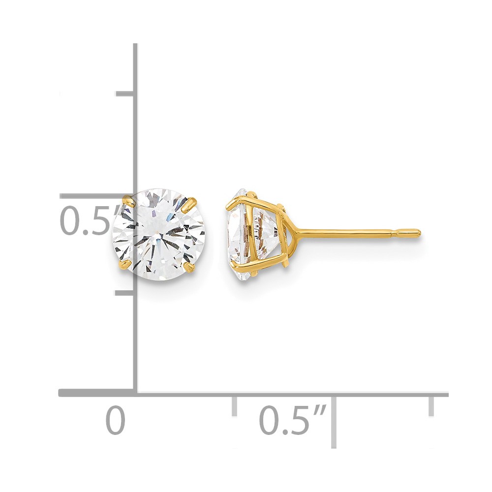 10K Polished 6mm CZ Stud Post Earrings (10ER358)
