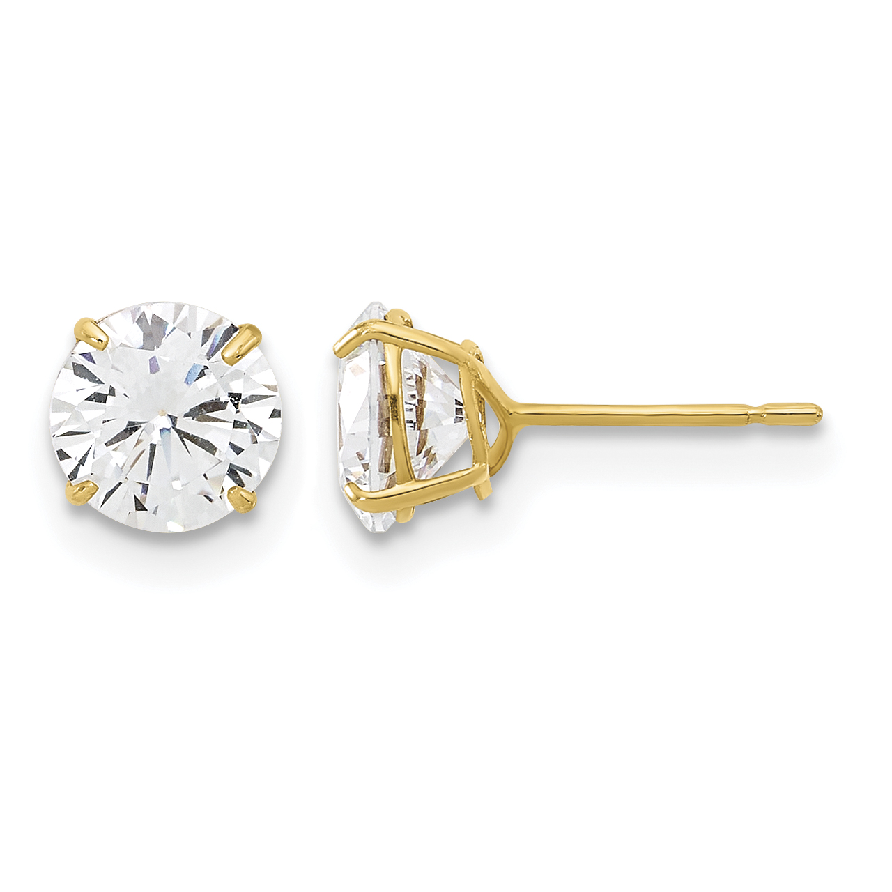 10K Polished 6mm CZ Stud Post Earrings (10ER358)