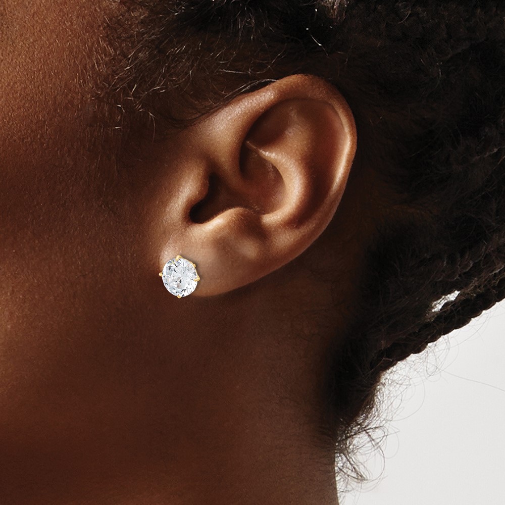 10K Polished 8mm CZ Stud Post Earrings (10ER359)