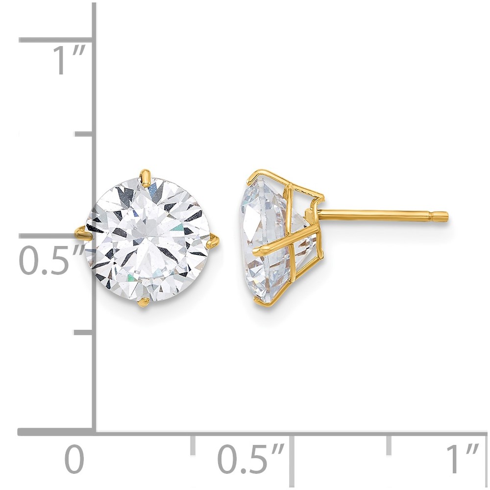 10K Polished 8mm CZ Stud Post Earrings (10ER359)