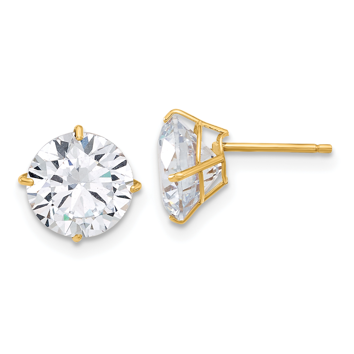 10K Polished 8mm CZ Stud Post Earrings (10ER359)