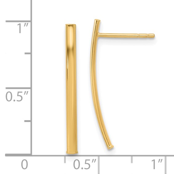 Gold Curved Bar Post Earrings