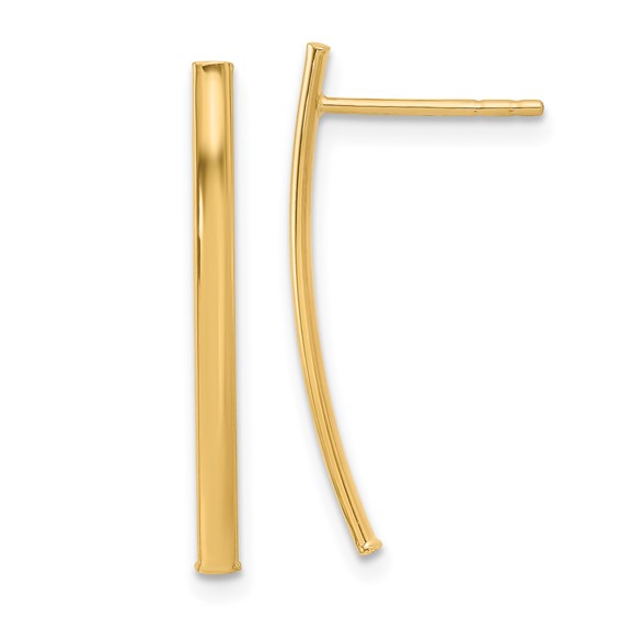 Gold Curved Bar Post Earrings