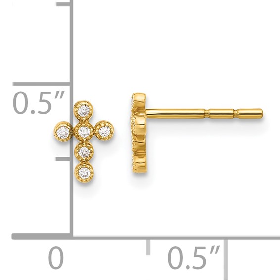 Gold CZ Cross Earrings