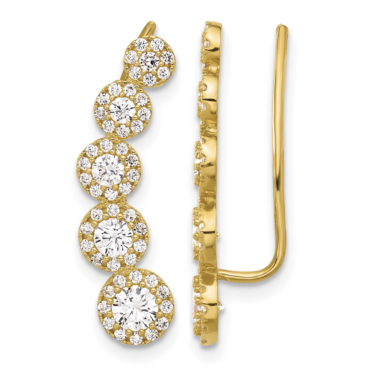 10K Polished CZ Ear Climbers (10ER371)