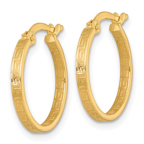 1.75mm Gold Greek Key Hoop Earrings