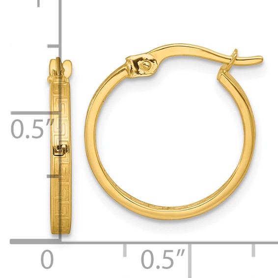 1.75mm Gold Greek Key Hoop Earrings