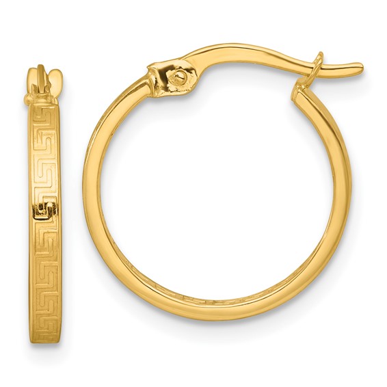 1.75mm Gold Greek Key Hoop Earrings