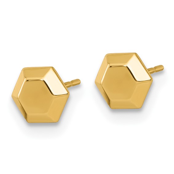 10k Polished Hexagon Post Earrings