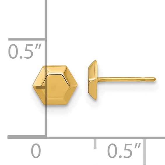 10k Polished Hexagon Post Earrings